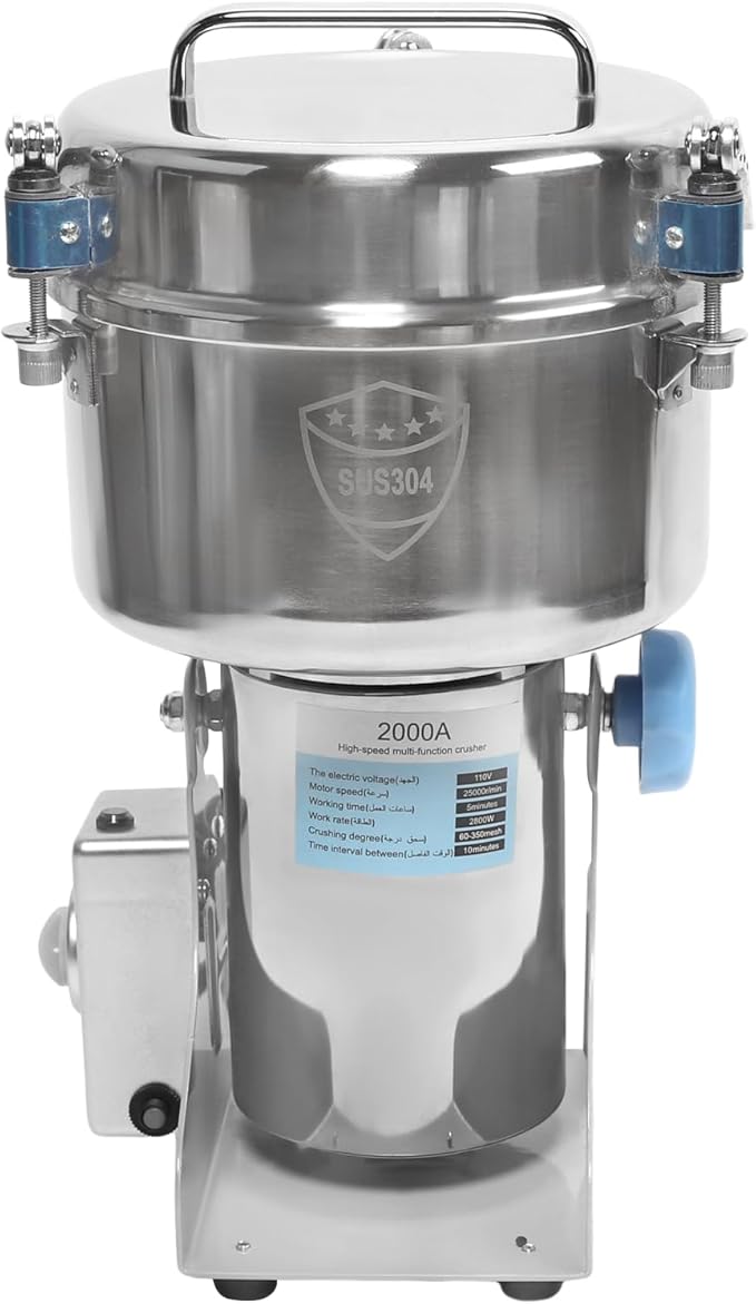 110V Electric Grain Mill, Electric Grain Grinder Stainless Steel Mill 1400R/m Small Electric Grain Grinding Machine Pulverizer Grinder Machine for Kitchen Dry Grains Wheat Spices(Silver/Style A)