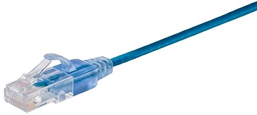 Monoprice Cat6A 30ft Blue 5-Pk Patch Cable UTP 30AWG 10G Pure Bare Copper Snagless RJ45 SlimRun Series Ethernet Cable