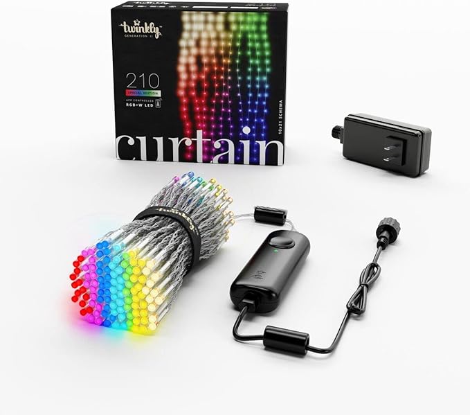 Twinkly Music & Curtain Bundle - App-Controlled Lights with Bluetooth and Wi-Fi Powered Sound Sensor