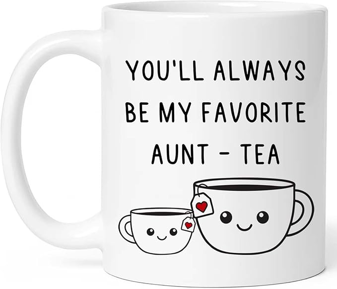 Christmas Gifts For Aunt, Auntie My Favorite Aunt-tea Cup, Funny Best Aunty Mug 11oz - Perfect Birthday, Christmas For Auntie From Niece, Nephew