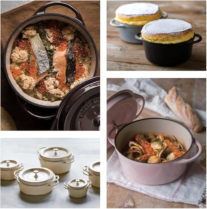 Vermicular Oven Pot | Non-Toxic Enameled Cast Iron Pot | 26cm (5.3 Qt) | Oven-safe | Induction-compatible | Dutch Oven | Made in Japan | Serves 5-6 | Pearl Brown