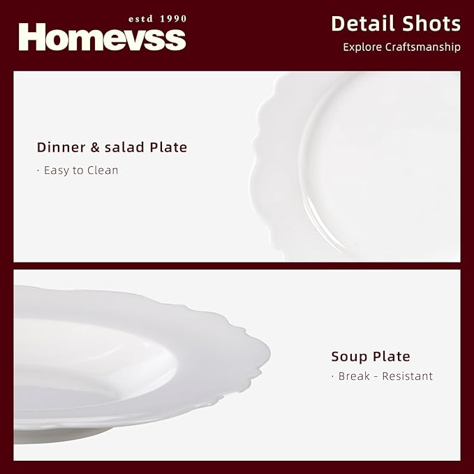 HomeVss, New Bone China Dinnerware Set Embossed Winds, Service for 4-20pc Set