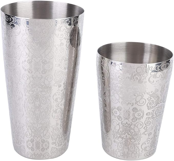 Tyenaza 304 Stainless Steel Cocktail Shaker Set Boston Shaker Bartender Bar Tool Silver