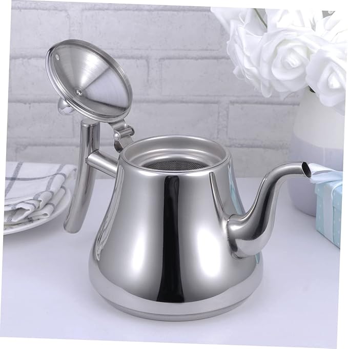 1L Stainless Steel Tea Kettle with Strainer Water Kettle for Home and Restaurant Use Stylish Glossy Finish and Ergonomic Handle