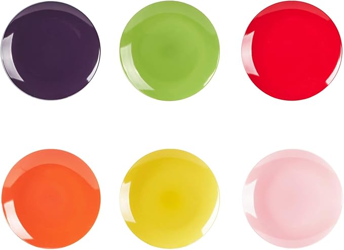 Stoneware Coupe Shape Salad Plate - 8 inch - Set of 6, Very Rose 6 Assorted Colors