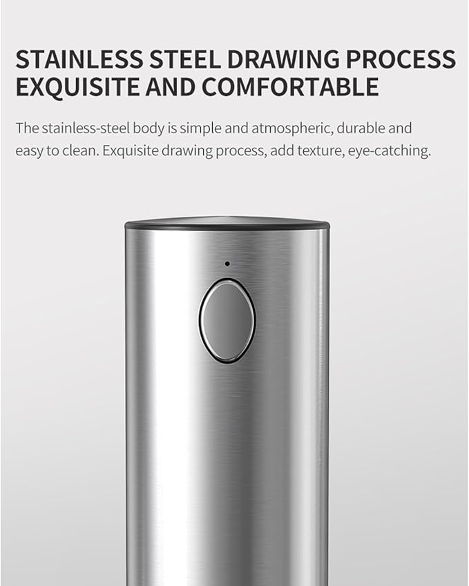 RECHARGEABLE - Electric Pepper and Salt Grinder Set, Adjustable Coarseness, With LED Light, One Hand Automatic Operation (C/Silver)