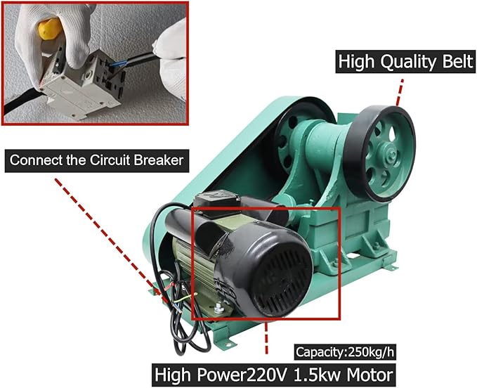 Mini Jaw Crusher Rock Crusher Stone Crusher Machine Jaw Crushing Machine Electric Sahtter Grinder for Coal Iron Ore 220v 1.5kw