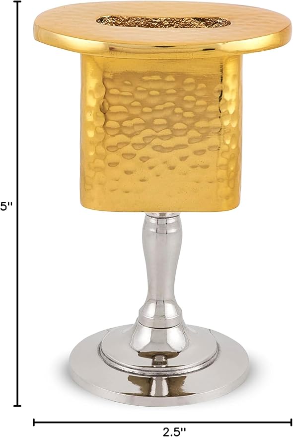 Zion Judaica Elegant Shabbos Havdalah Set Gift Boxed Gold Hammered Metal High Polished Includes Kiddush Cup 5.5 oz Wine Goblet Tray Havdualah Candle Holder Besamim Spice Box End of Shabbat Gift Set