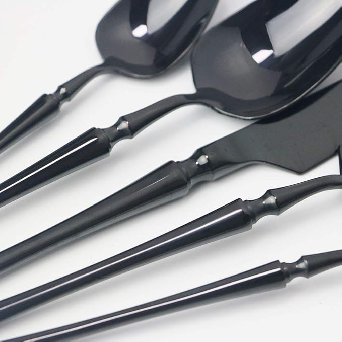 JASHII 20-piece 18/10 Stainless Steel Black Flatware/Cutlery/Tableware Set Service for 4 Person, Include Knife/Fork/Spoon, Mirror Polished (Black)