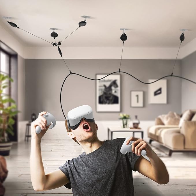 KIWI design VR Cable Management, 6 Packs VR Pulley System Compatible with Quest 3S/3/2/1/Pico/PSVR/PSVR2