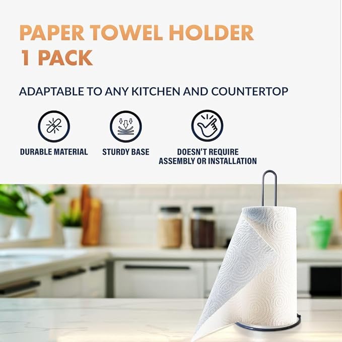 Newhouse Paper Towel Holder NHPTH-001-1PK, Dining Table, Kitchen Table or Countertop Paper Towel Holder, Great Apartment Essential, Home and Kitchen Décor