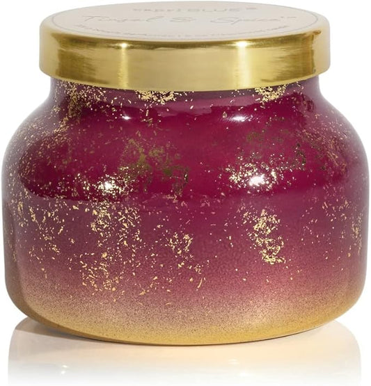 Capri Blue Glimmer Jar Candles - Luxury Holiday Scented Candles for Home - Long Lasting Soy Wax Blend - Scented Holiday & Home Decor - Tinsel & Spice Signature Petite Jar (8 oz)