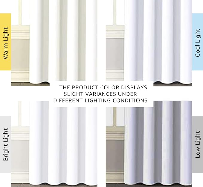 H.VERSAILTEX Blackout Window Curtain Panels Cold and Light Blocking Drapes for Nursery, 84 inches Drop Thermal Insulated Draperies (2 Pieces, 52 Wide Each Panel, White Front with White Liner)