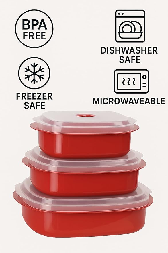 Reston Lloyd Calypso Basics Microwave Cookware, Steamer and Storage Set, Lemon, Multiple Sizes, 6-Piece