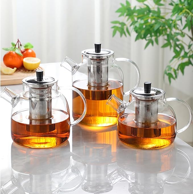 TMOST Glass Teapot with Removable Infuser, Stovetop Safe Tea Kettle blooming Loose Leaf Tea pot (33oz/1000ml)