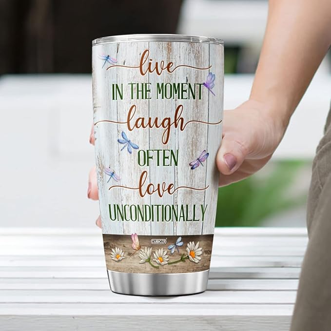 CUBICER Dragonfly Travel Coffee Tumblers Insulated Mug Jewelry Cup Wine Drinking Glasses 20 Oz Double Wall Stainless Steel Tumbler Gifts For Women Birthday Travel Home Decorations