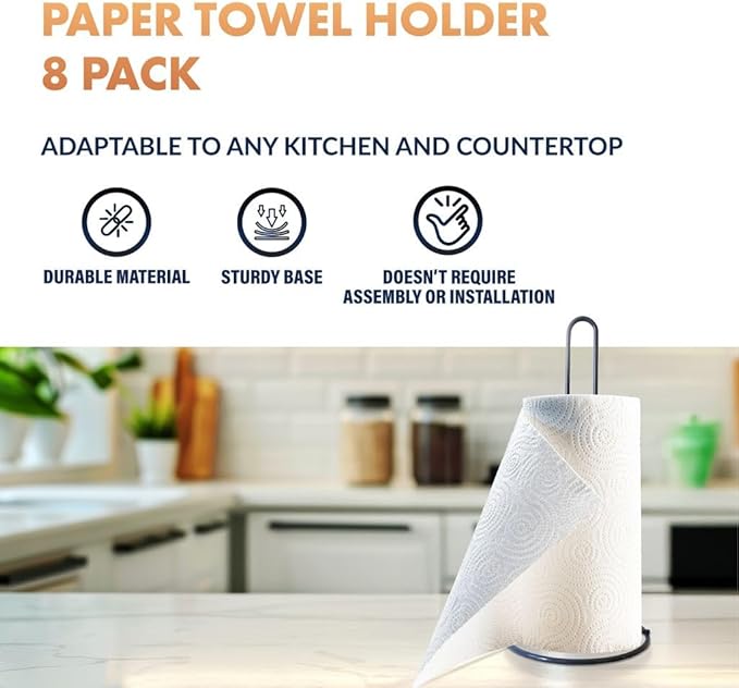 Newhouse 8-Pack Paper Towel Holder NHPTH-001-8PK, Dining Table, Kitchen Table or Countertop Paper Towel Holder, Great Apartment Essential, Home and Kitchen Décor