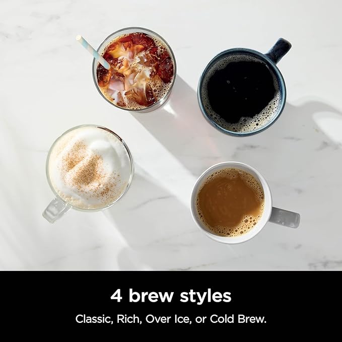 Ninja CM371 Hot & Iced XL Coffee Maker with Rapid Cold Brew, 4 Brew Styles, 8 Sizes Small Cup to Travel Mug, Single-Serve and 12-Cup Carafe, Permanent Filter, Removable Reservoir, Black (Renewed)