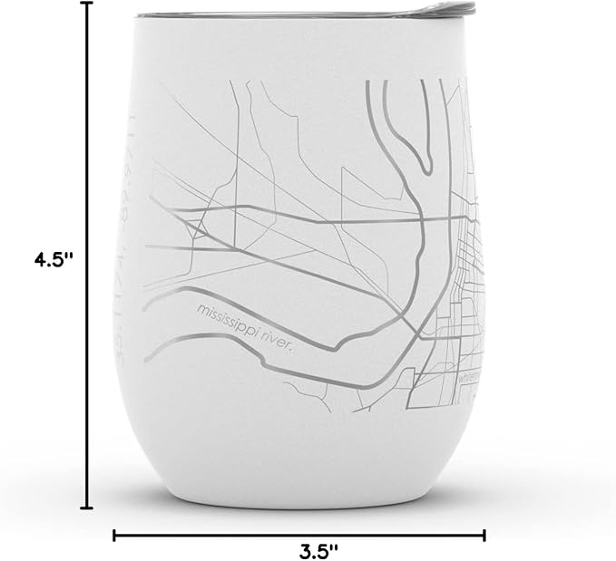 Well Told Engraved Memphis Tennessee Map Insulated Wine Tumbler, Etched Stainless Steel Wine Tumbler (12 oz, White) City Map Insulated Tumbler, Custom Insulated Tumbler, Outdoor Drinkware