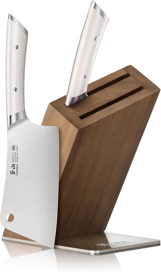 Cangshan HELENA Series German Steel Forged Cleaver Knife Block Set (3-Piece, White)