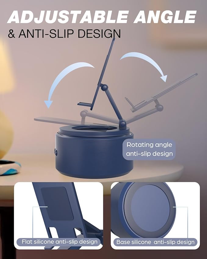 Gifts for Christmas Men Women, Cell Phone Stand with Wireless Bluetooth Speaker, Him Husband Boyfriend Xmas Anniversary Birthday Gifts from Wife, Stocking Stuffer for Men (A-Blue)