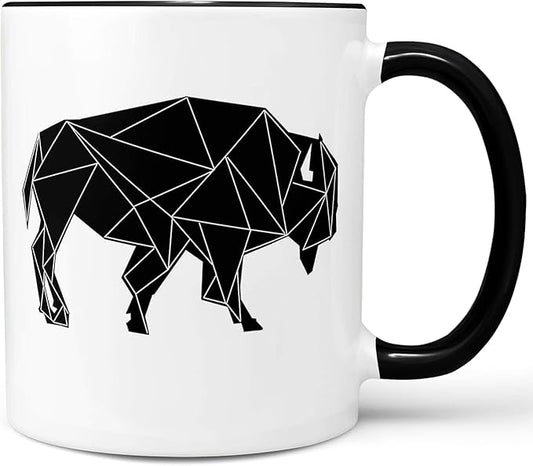 Buffalo Coffee Mug | Geometric Animal Coffee Mug | Animals Mug | Microwave and Dishwasher Safe