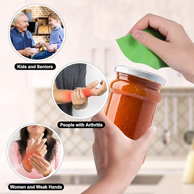 Jar Opener Gripper Pad, 3 Pcs Rubber Jar Opener Grippers Lid Opener Bottle Openers for Seniors Weak Hands Reusable for Most Bottles
