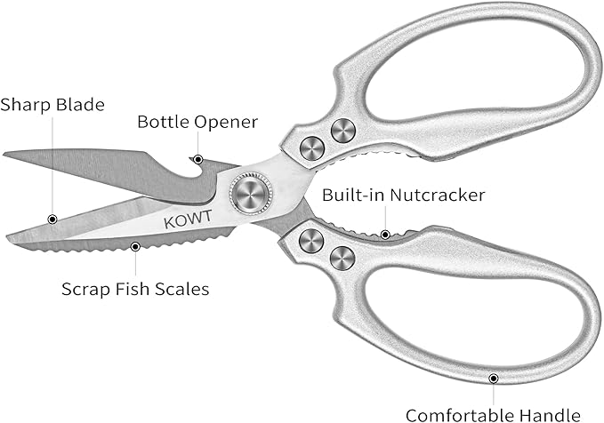 Profissional All Purpose Heavey Duty Stainless Steel Utility Ultra Sharp Scissors Seafood Kitchen Shears BBQ Meat Herbs Chicken Bones Cutting Scissors.