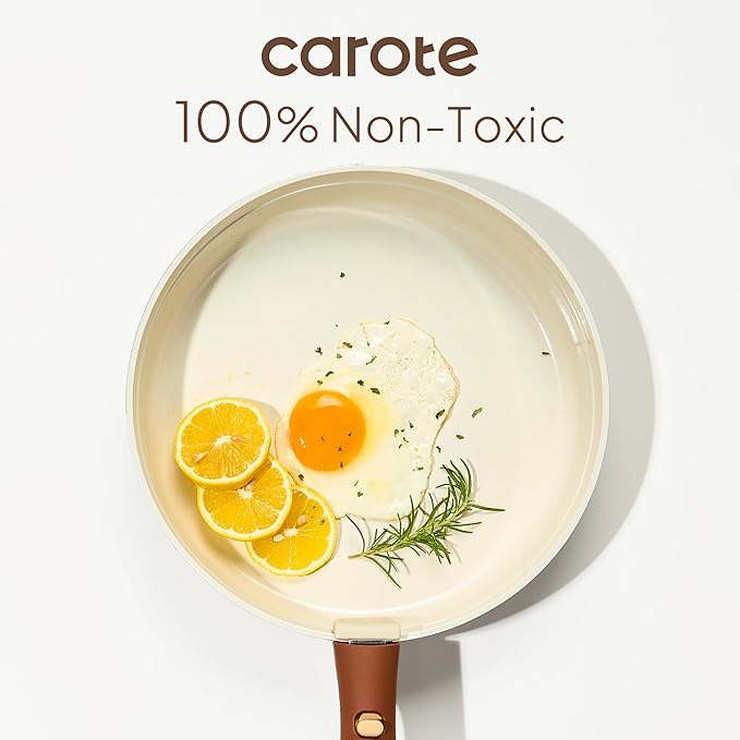 CAROTE 22Pcs Ceramic Cookware Set with Kitchen Essentials, Detachable Pots and Pans Set Non Stick, Non Toxic Oven/Dishwasher Safe, Induction Cooking, Gift Set, Includes Knife/Utensil Set