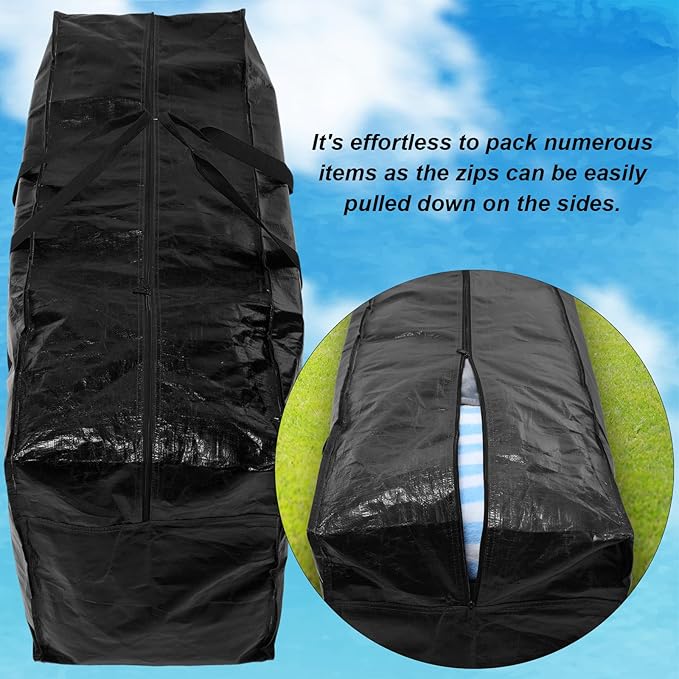 6 Pcs 66 Gallon Large Moving Bags with Zipper and Handles Foldable Storage Duffle Bags Heavy Duty Extra Large Totes for College Dorm Travel Clothes Blankets Bedding Moving (Black)