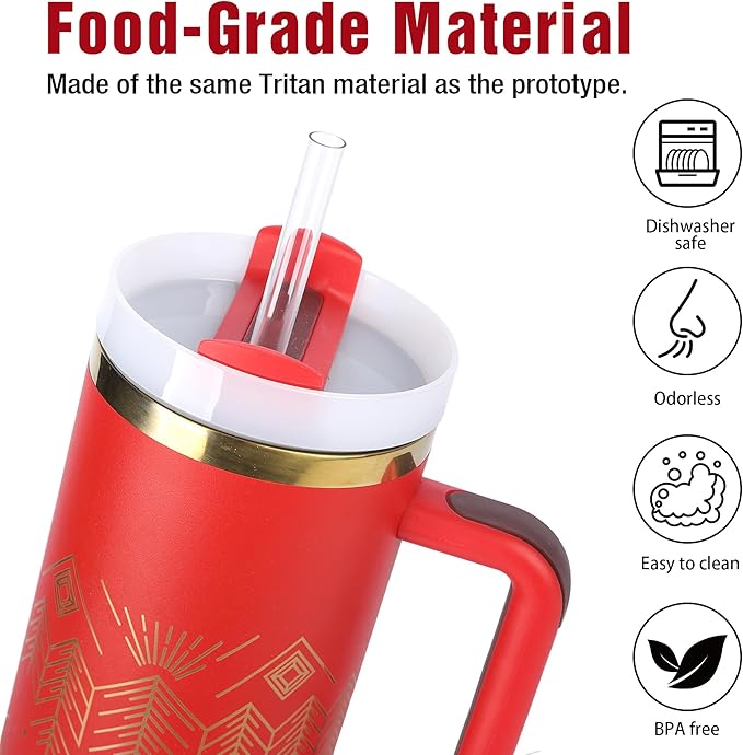 Reusable Straws fit for Stanley 40oz Tumbler, 12-inch Clear Tritan Straws, 6-Pack with Cleaning Brush