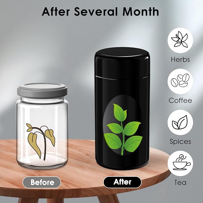 Zeneration Smell Proof Jar (500 ml/1 Oz), Airtight Smell Resistant Herbs/Spices Jar, Air Proof to Preserve Aroma, UV Glass with 2-way 62% Humidity Control to Keep Goods Fresh for Months (3 pack)