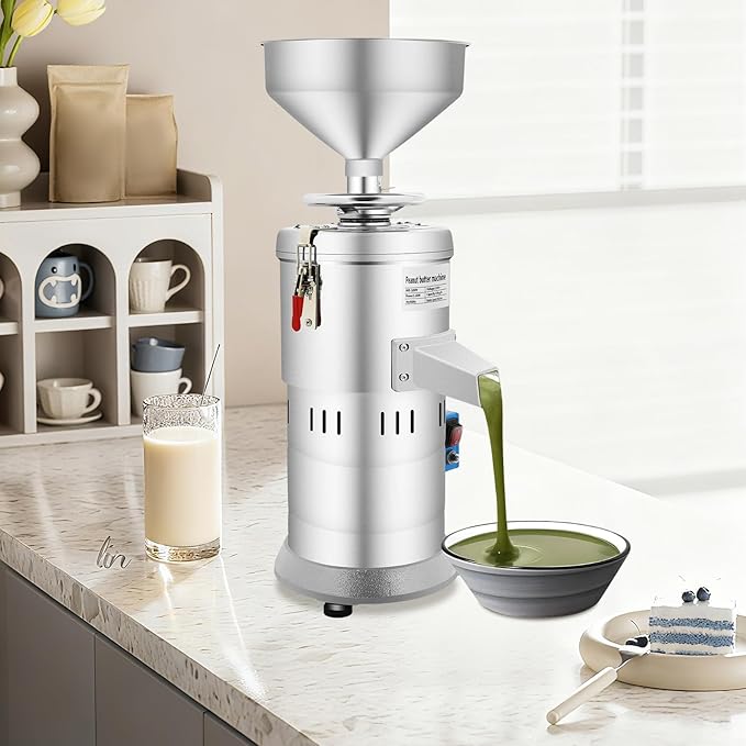 110V Household/Commercial Mill, 1100W Electric Grain Grinder, Peanut Butter Maker Machine Sesame Sauce Grinder Low Noise High-Speed Grinding for Dry Ingredients like Herbs Spices Coffee Corn Beans