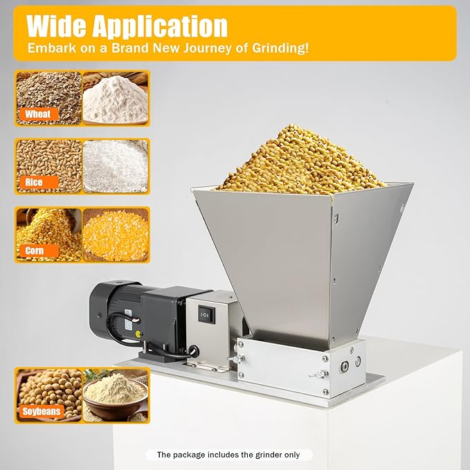4L/4.23QT Electric Grain Grinder, 60W 110V Stainless Steel Pellet Mill 75rpm Animal Feed Pellet Machine with 4 Hopper, Home Brew Grain Mill Malt Crusher for Wheat, Rice, Corn, Sorghum