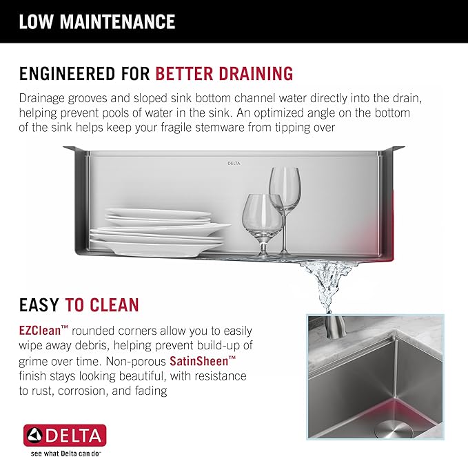 DELTA FAUCET 95B932-30S-SS Lorelai Workstation Kitchen Sink Undermount Stainless Steel Single Bowl with WorkFlow Ledge and Chef’s Kit of 6 Accessories