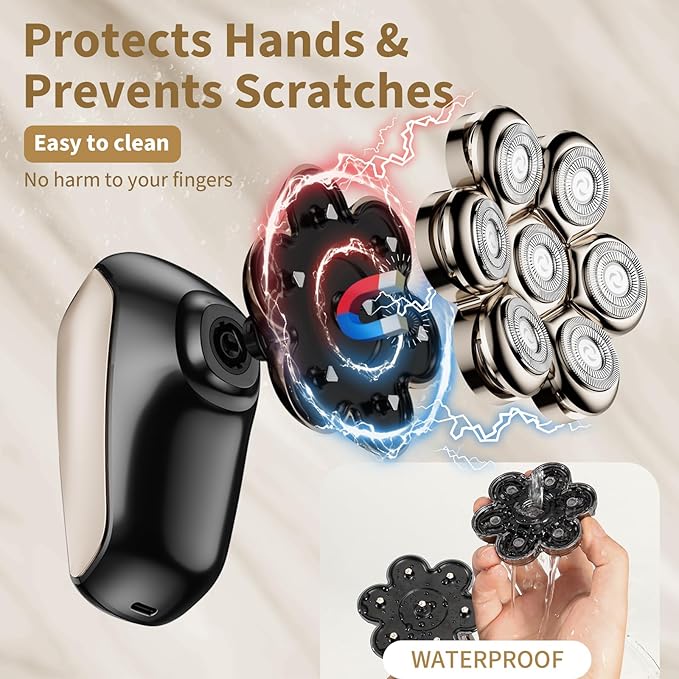SHPAVVER Head Shavers for Bald Men: 5-in-1 Upgraded Electric Razor - IPX7 Waterproof Shaving Grooming Kit for Balder - Turbo Speed & Precision Blades (Gold Black)