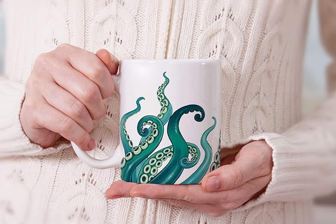 MUGBREW Kraken Octopus Tentacles Sea Green Ceramic Coffee Mug Tea Cup Fun Novelty, 11 OZ