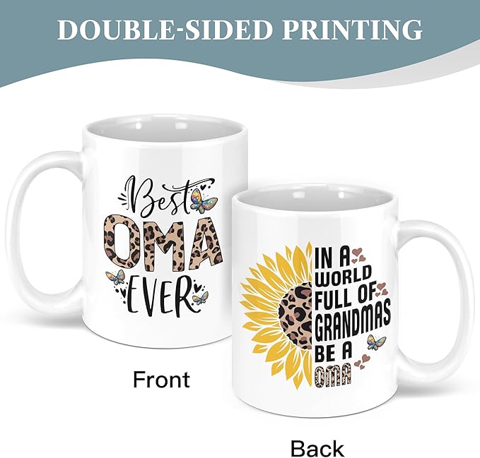 Oma Christmas Gifts11oz Mug, Mothers Day Gifts for Oma, Grandma Birthday Gift from Grandkids, Best Grandma Ever Mug