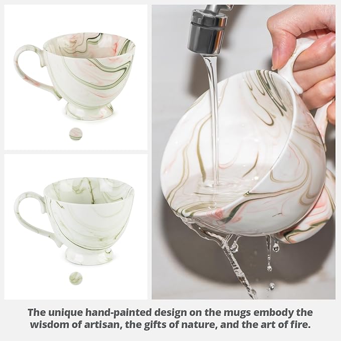 20 Oz Marble Ceramic Coffee Mug, Hand-Painted Artisan Tea Cup, Large Capacity Drinkware for Latte/Cappuccino,Home Kitchen/Office Must-Have, Ideal Gift for Coffee Enthusiasts & Art Aficionados