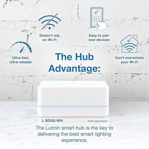 Lutron Diva Smart Dimmer Light Switch for Caseta Lighting (Lutron Smart Hub Required), for LED Lights, 150W, Single-Pole/3-Way, No Neutral, White - 6 Pack