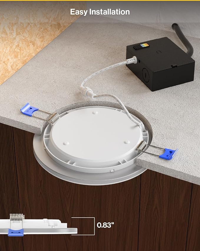 Sunco 6 Pack 6 Inch LED Recessed Light with Night Light, Slim Ceiling Lighting, 1500 Lumens, 15W (110W Equivalent), Selectable CCT 2700K/3000K/4000K/5000K/6000K, Dimmable, Canless with Junction Box.