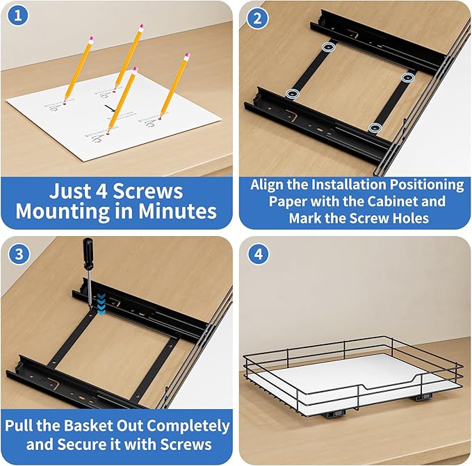 Spice Rack Organizer for Cabinet, 1 Tier Pull Out Spice Rack, Spice Organizer for Cabinet, Kitchen and Pantry, Fits Spices, Sauces, Canned Food (12.5''Wx10.5''Dx2.5''H)