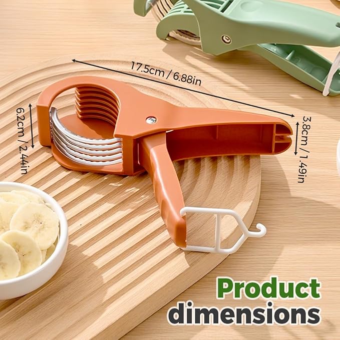 Multifunctional Banana Slicer and Vegetable Cutter, Stainless Steel Slicer Cutter with ABS Handle, for Even Slicing Banana, Carrot, Sausage, Ideal Cutter Tools for Fruit Salad and Kitchen (Green)
