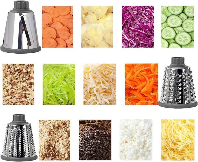 Cheese Grater with Handle,Multifunctional Rotary Cheese Grater,Kitchen Cheese Shredder Can Easily Chop Vegetables,Potatoes,Carrots,Etc.The Suction Cup is Stable and Easy to Clean (gray)