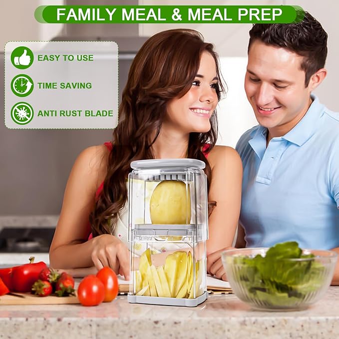 Kitchen gadgets food chopper with container.4 in 1 chopper vegetable cutter with french fry cutter,veggie chopper,fruit slicer,potato cutter.new home gift ideas-mandoline slicer for food chopper