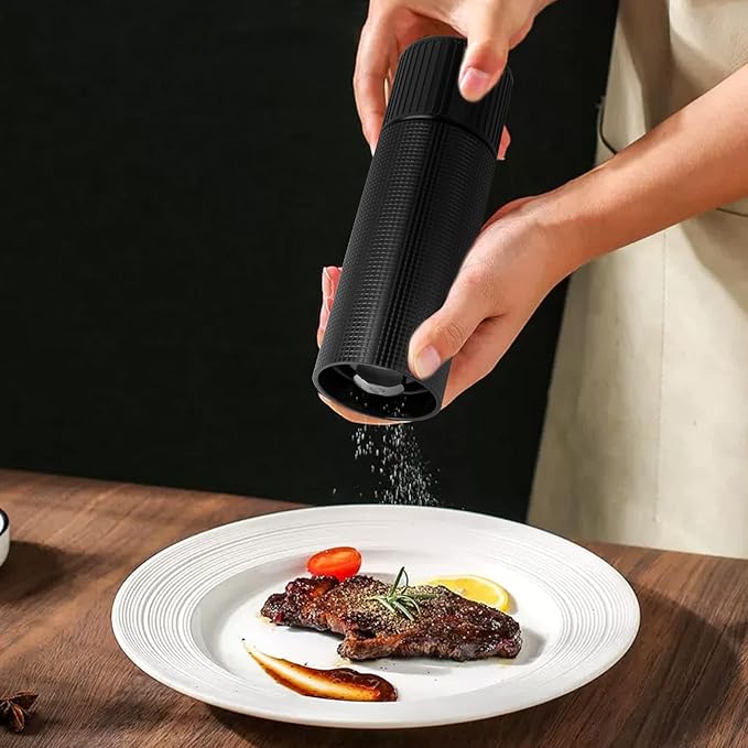 WhiteRhino Professional Pepper Grinder Mill with Top Button Lock,Heavy Duty High Output Aluminum Pepper Mill Refillable,Spice Grinder with Stainless Steel Burrs and Adjustable Coarseness Gift Set