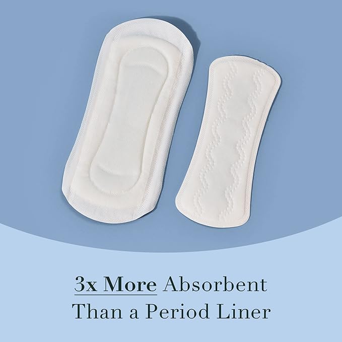 Rael Incontinence Liners for Women, Organic Cotton Cover, Postpartum Essential, Moderate Absorbency, Bladder Control, 4-Layer Core with Leak Guard Technology (Long, 36 Count)