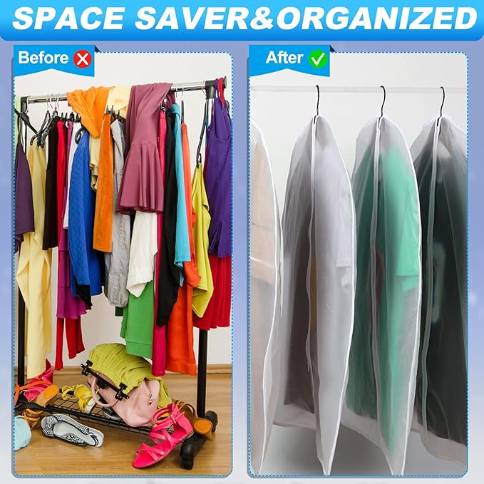 Amylove 100 Pcs 24'' x 32'' Clear Garment Bags Full Zipper Suit Bags Lightweight Clothes Cover for Hanging PEVA Protectors Breathable Dust Cover Plastic