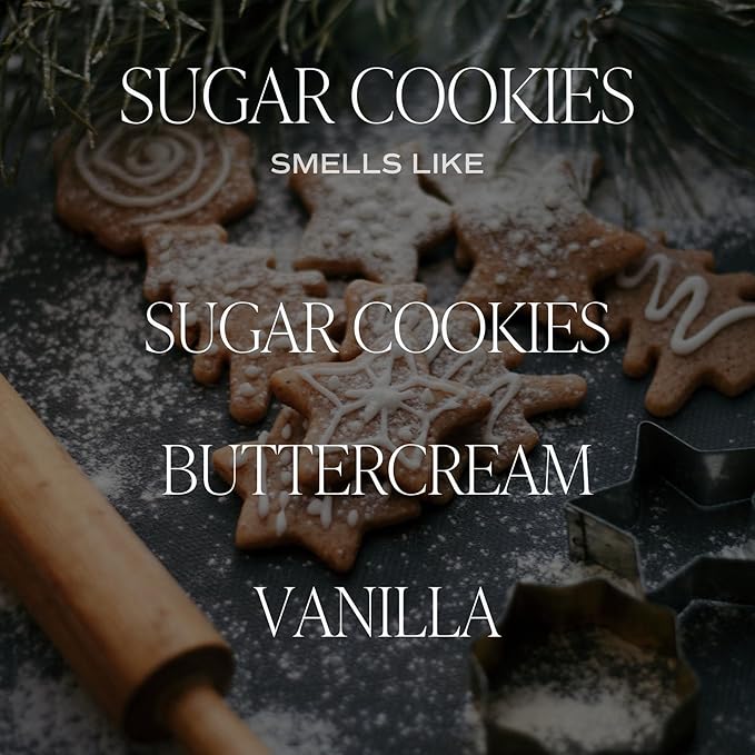 Sweet Water Decor Sugar Cookies Soy Candle - Buttercream Frosting, Vanilla, Sugar Cookie Scented for Home - Sweet Christmas Candle - 9oz Amber Jar + Black Lid, 40+ Hour Burn Time, Made in The USA