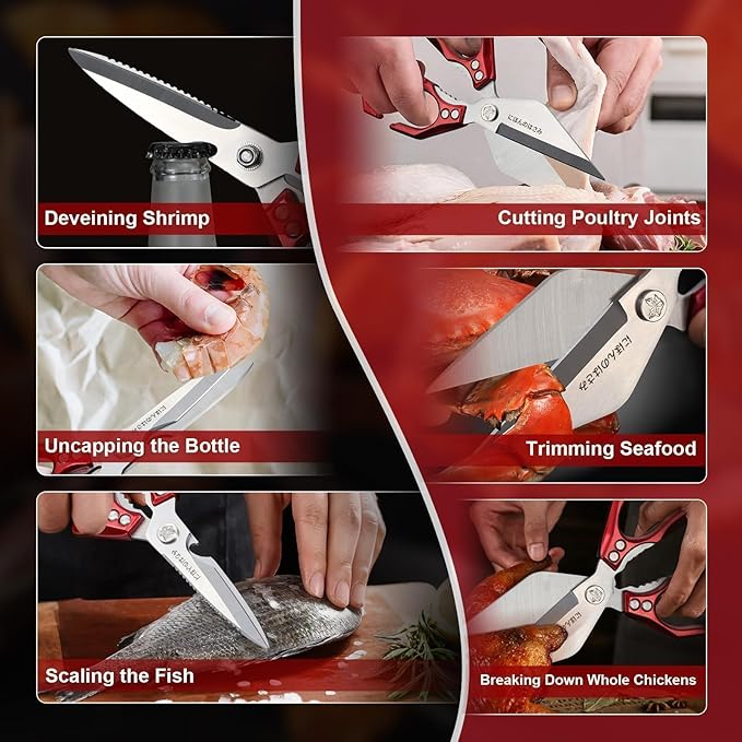 Dream Reach Kitchen Shears Set - Heavy Duty Kitchen Scissors for Food with Ergonomic Handle, Poultry Shears for Chicken, Meat, Seafood, Bone Cutting, Christmas Gifts for Men Women